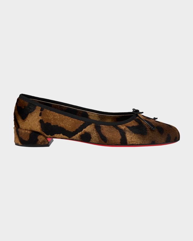 Sweetie Jane Leopard Calf Hair Ballerina Flats